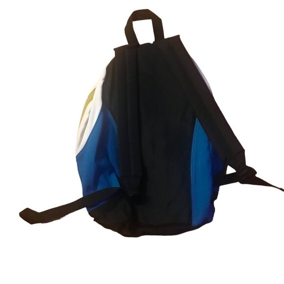 Vintage 2000s Jansport Basic White Blue Green Canvas Backpack School Bag Medium - Picture 2 of 5